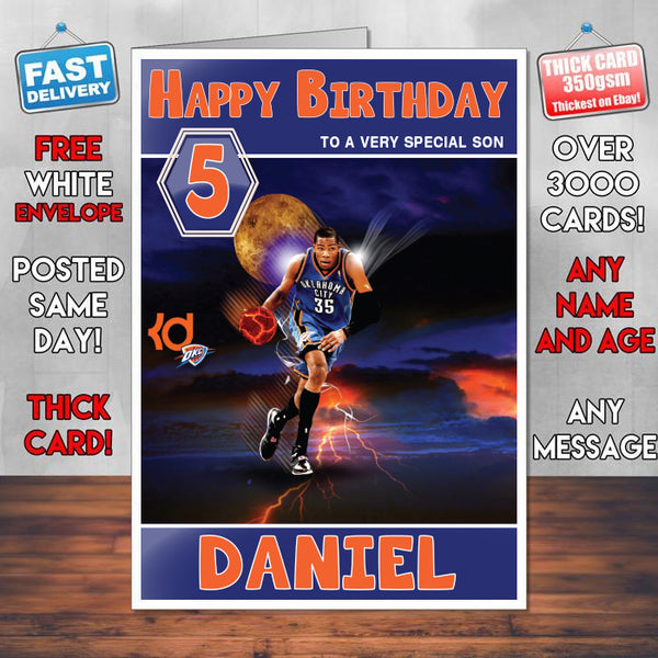 Kevin Durant Theme Inspired Kids Inspired Adult Personalised Sports Birthday Card (SA)