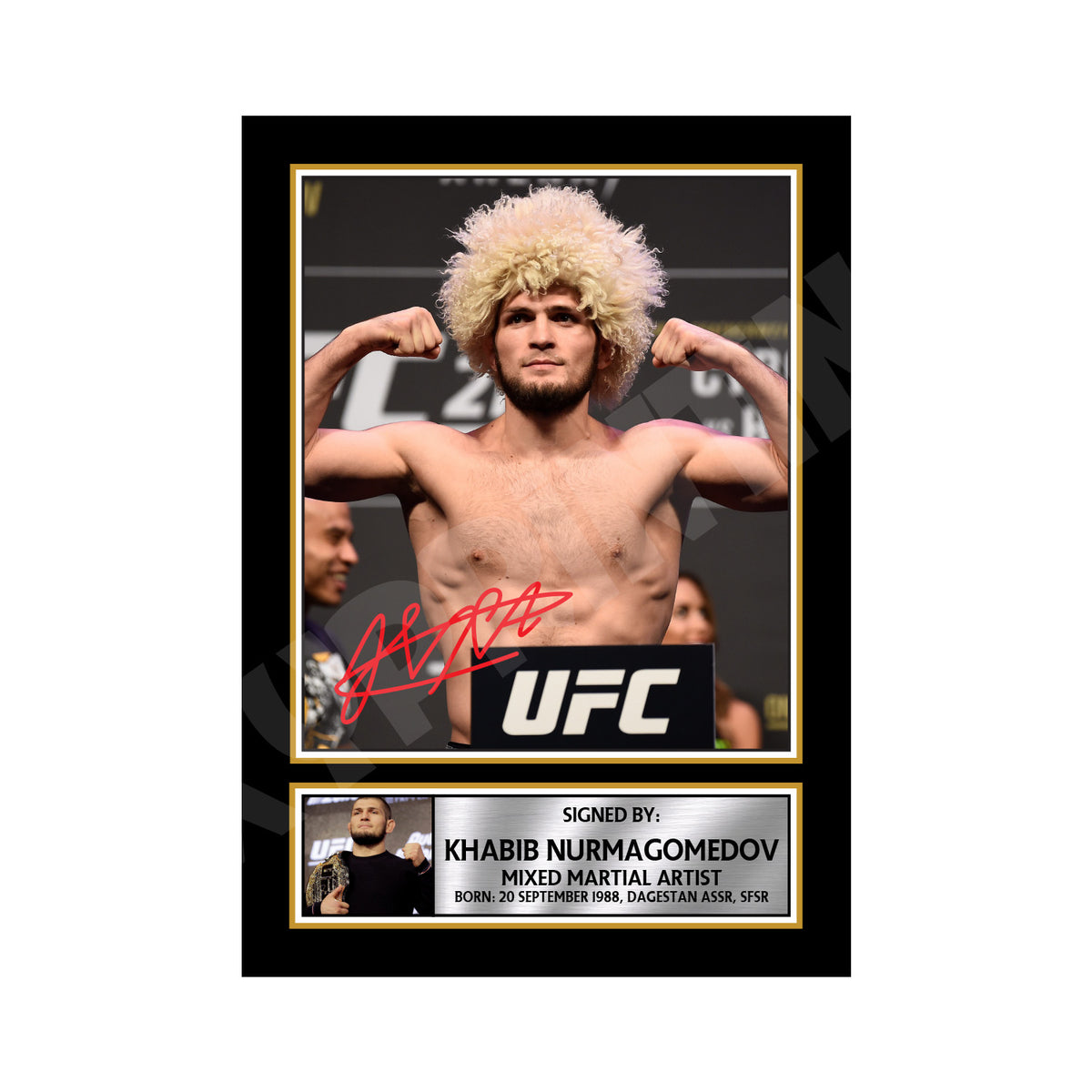 Khabib Nurmagomedov MMA Wrestler Printed Signature Print – MMA Wrestling – Reproduction Print
