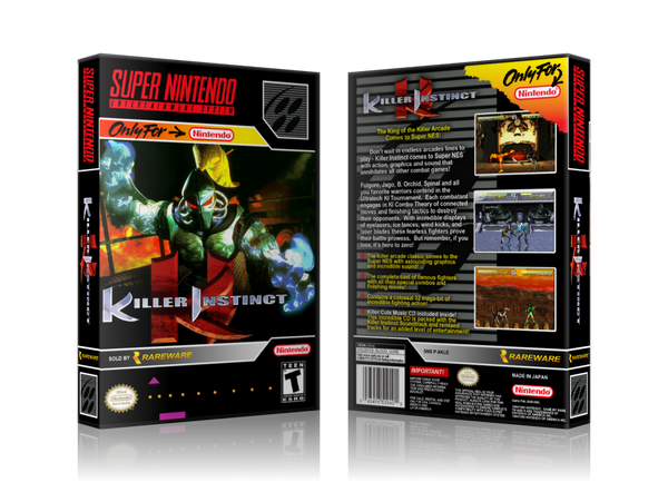 Killer Instinct Replacement Nintendo SNES Game Case Or Cover – SNES Replacement Game case product image 1