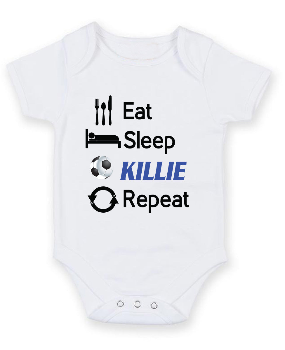 Kilmarnock Eat Sleep Repeat Football Fan Baby Grow Bodysuit