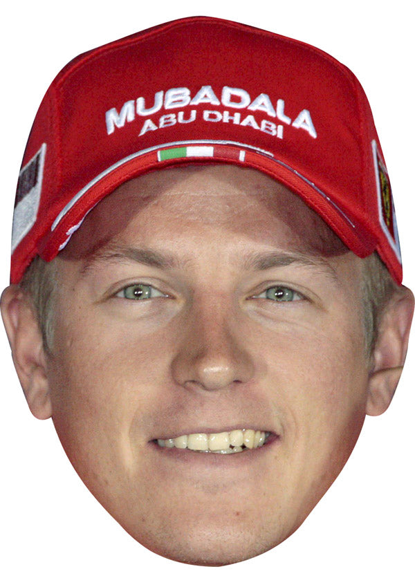 KIMI RAIKKONEN MUBADALA CAP JB - Formula 1 Driver Fancy Dress Cardboard Celebrity Party Face Mask