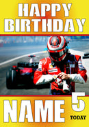 Personalised Kimi Raikkonen F1 THEME INSPIRED PERSONALISED Kids Adult Birthday Card 4