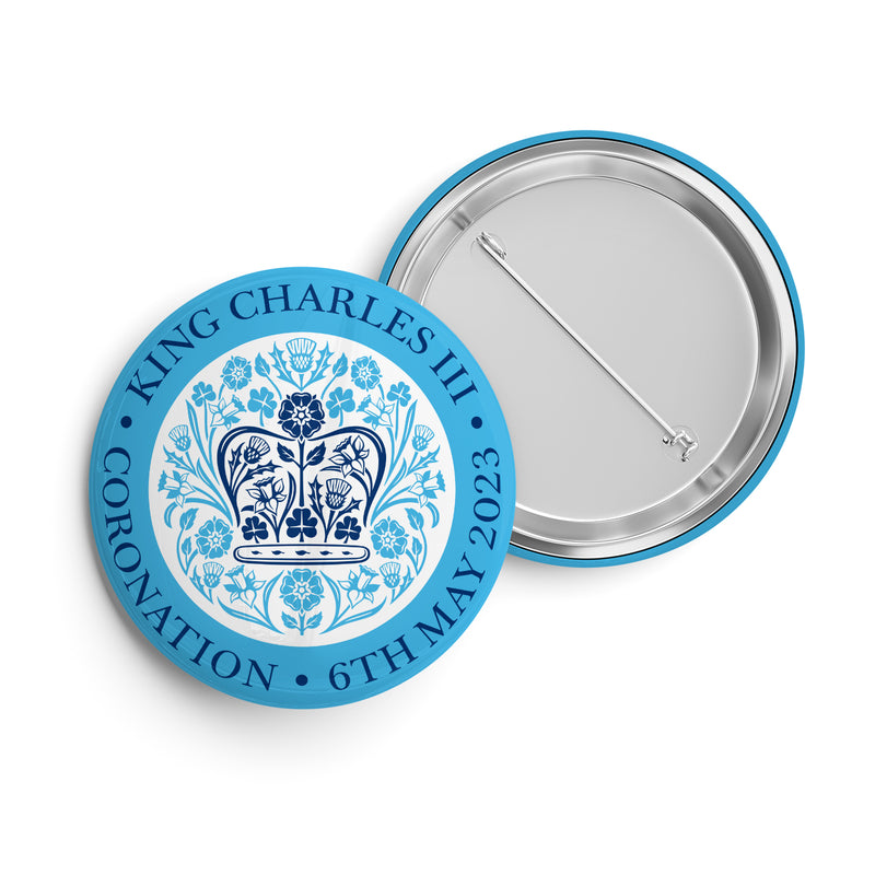 King Charles III Coronation Official BLUE Logo Standard 25mm Metal Pin Badge