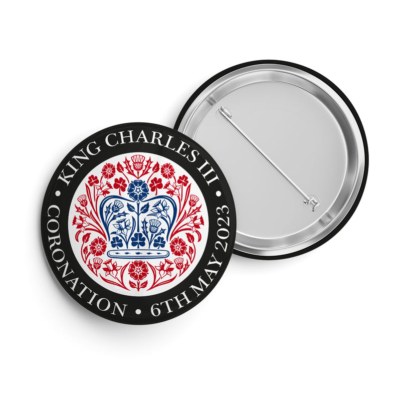 King Charles III Coronation Official BLACK BLUE RED Logo Standard 25mm Metal Pin Badge