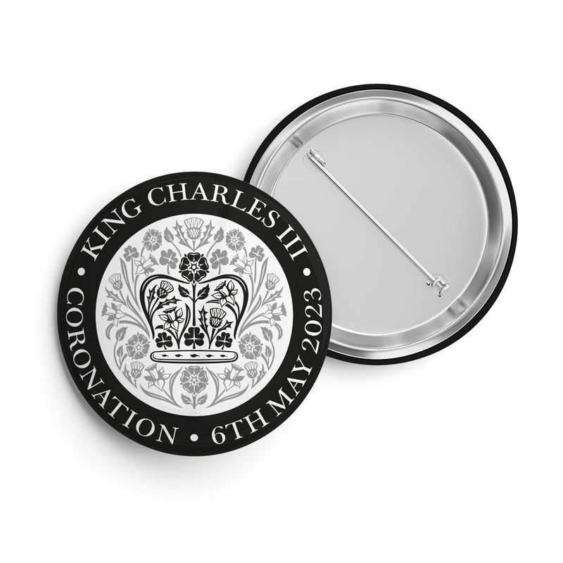 King Charles III Coronation Official BLACK WHITE Logo Standard 25mm Metal Pin Badge