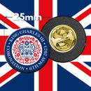 King Charles III coronation official logo clutch pin badge - coronation gift - king charles pin badge - metal clasp badge - school badge
