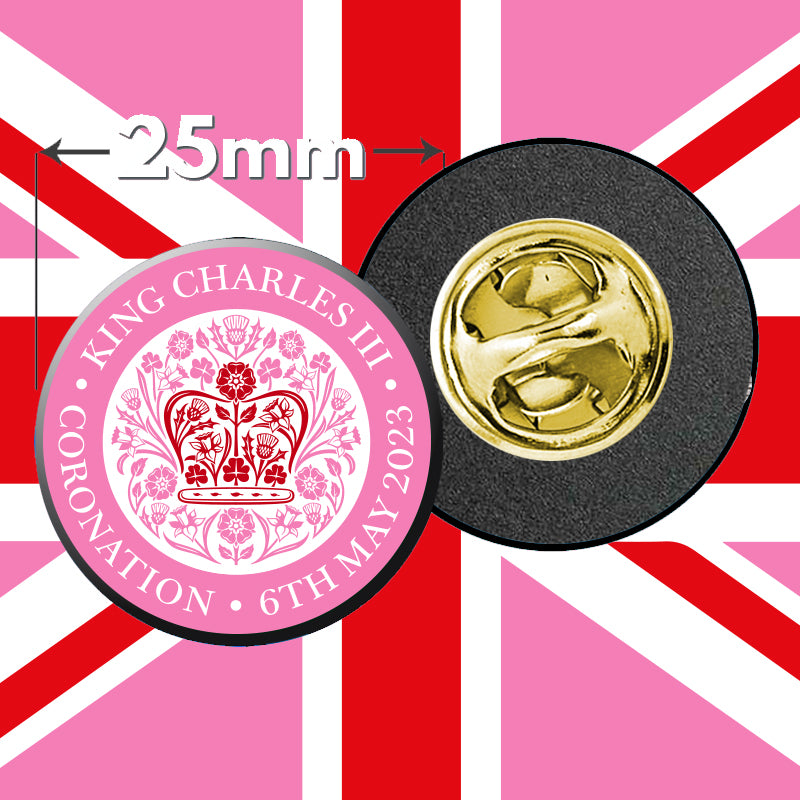 King Charles III coronation official logo clutch pin badge - coronation gift - king charles pin badge - metal clasp badge - school badge