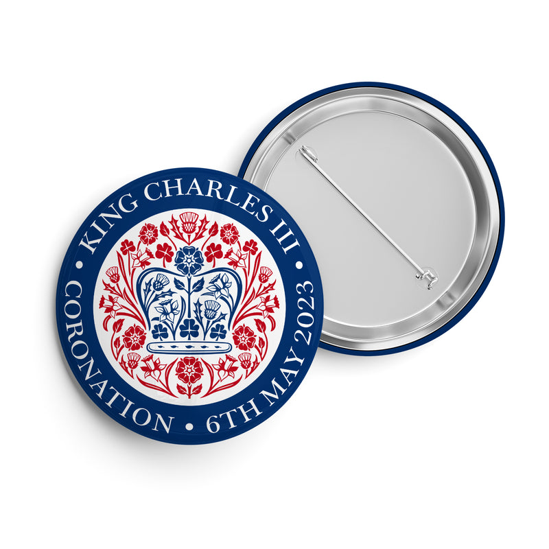 King Charles III Coronation Official BLUE RED Logo Standard 25mm Metal Pin Badge