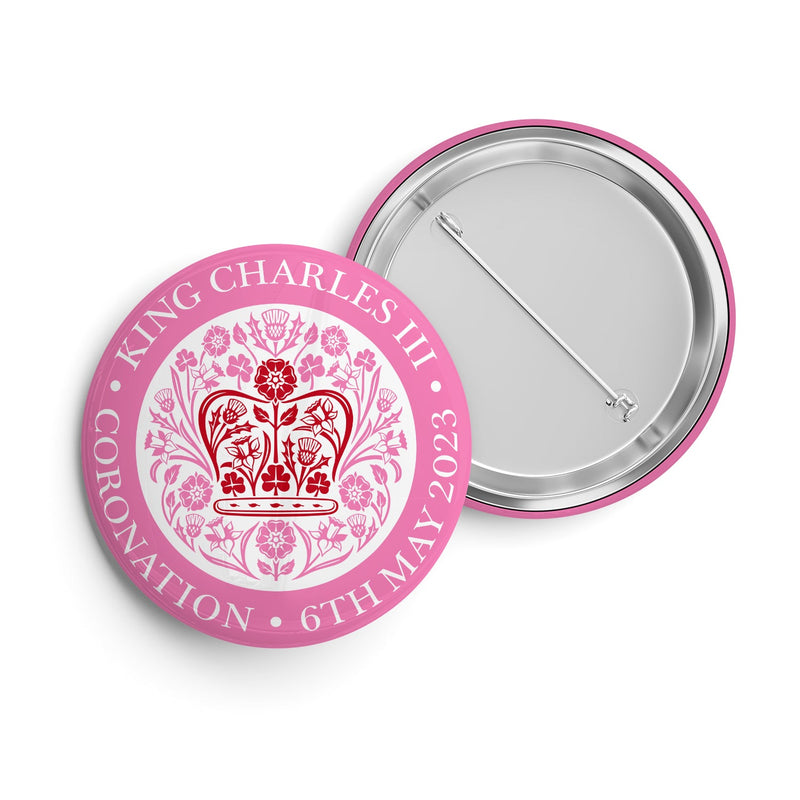 King Charles III Coronation Official PINK Logo Standard Metal Pin Badge