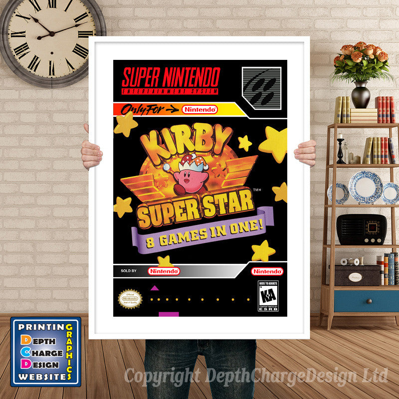 Kirby Super Star Super Nintendo GAME INSPIRED THEME Retro Gaming Poster A4 A3 A2 Or A1