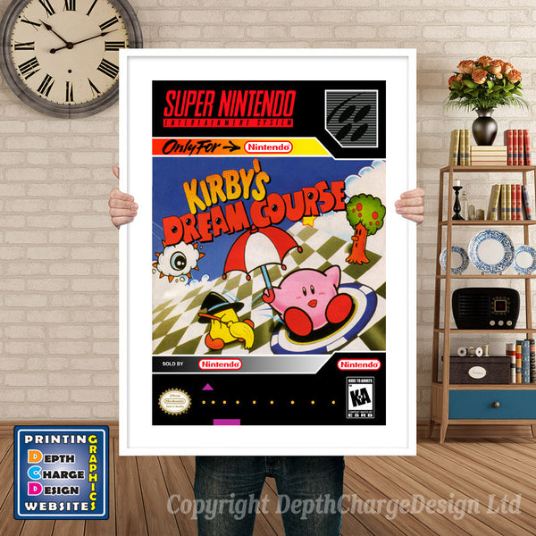 Kirby's Dream Course Super Nintendo Game Inspired Theme Retro Gaming Poster