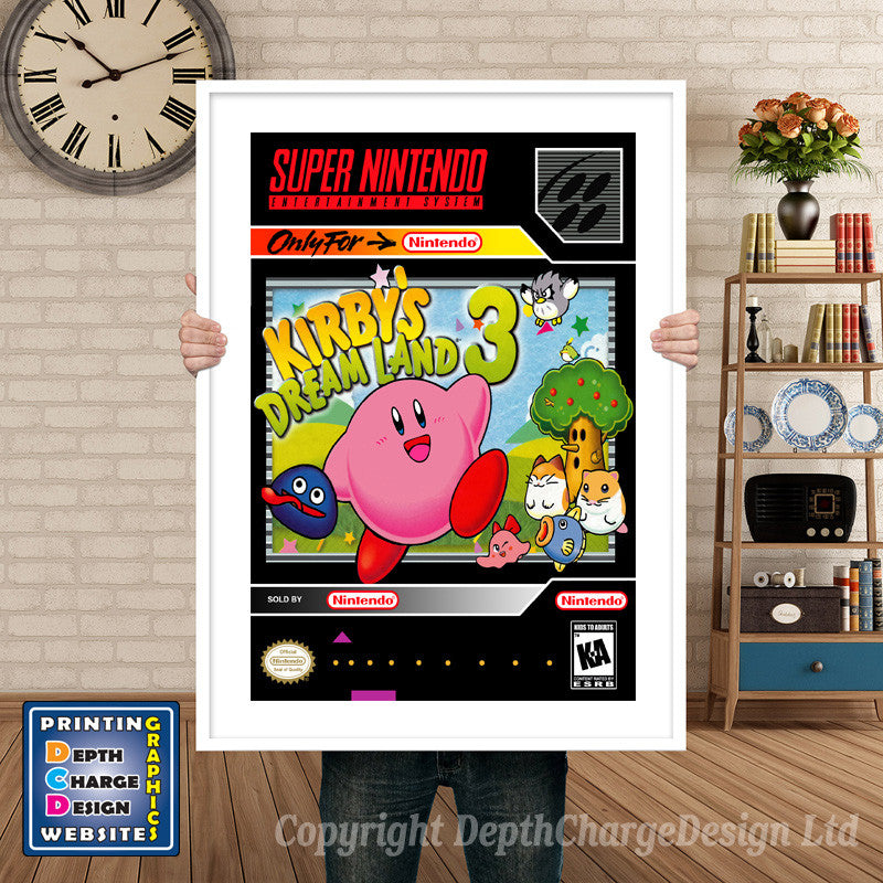 Kirby's Dream Land 3 Super Nintendo GAME INSPIRED THEME Retro Gaming Poster A4 A3 A2 Or A1