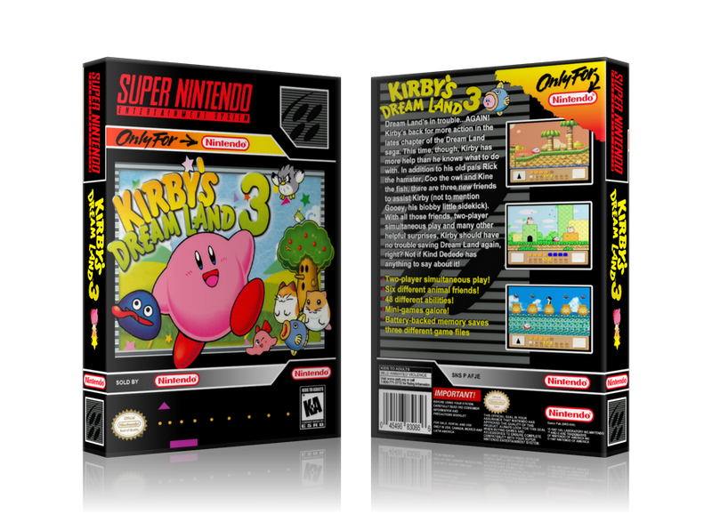 Kirby's Dream Land 3 Replacement Nintendo SNES Game Case Or Cover