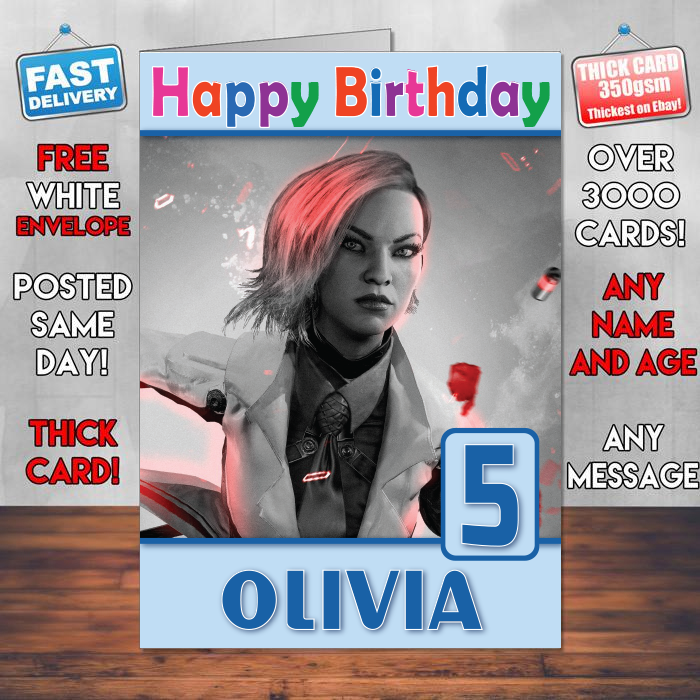 Personalised Kitsune Lawbreakers Inspired Style Game Kids Inspired Birthday Card (SA)