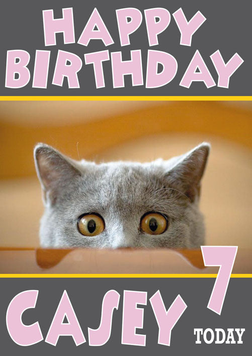 Kitten Big Yellow Eyes THEME INSPIRED Style Kids Adult FUNNY Birthday Card