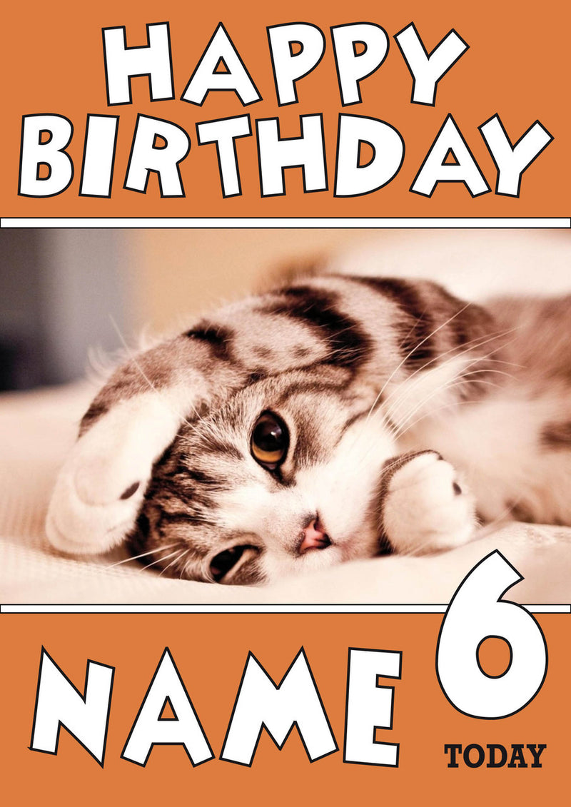 THEME INSPIRED Kids Adult Personalised Birthday Card Kitten Birthday Card