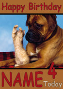 Kitten Reaching Up To Large Dog Funny Kids Adult Personalised Birthday Card Gift Present