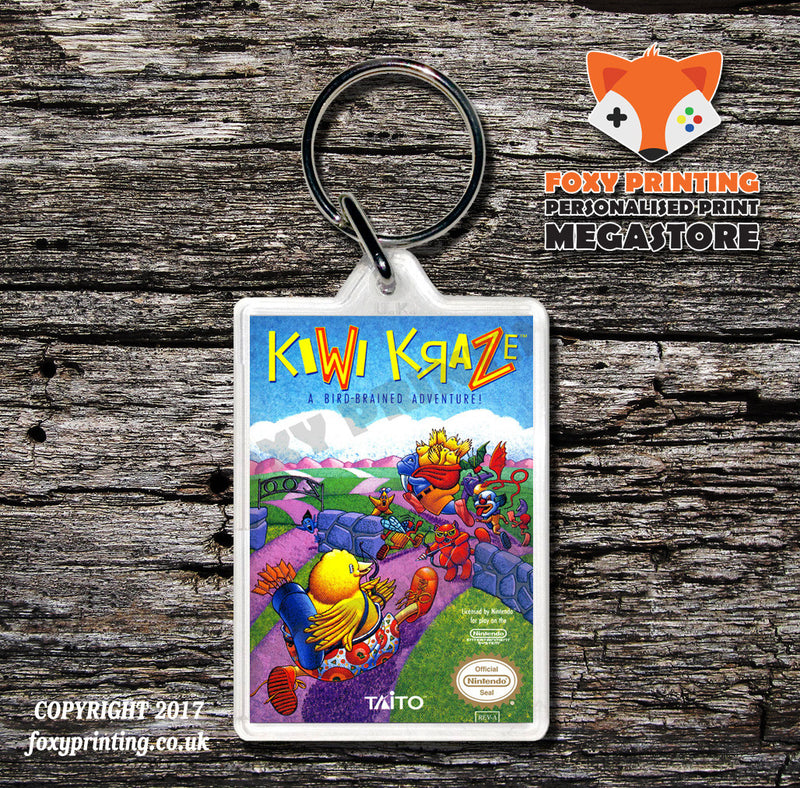 Kirby's Adventure Retro NES Game Cover Art Gaming Keyring