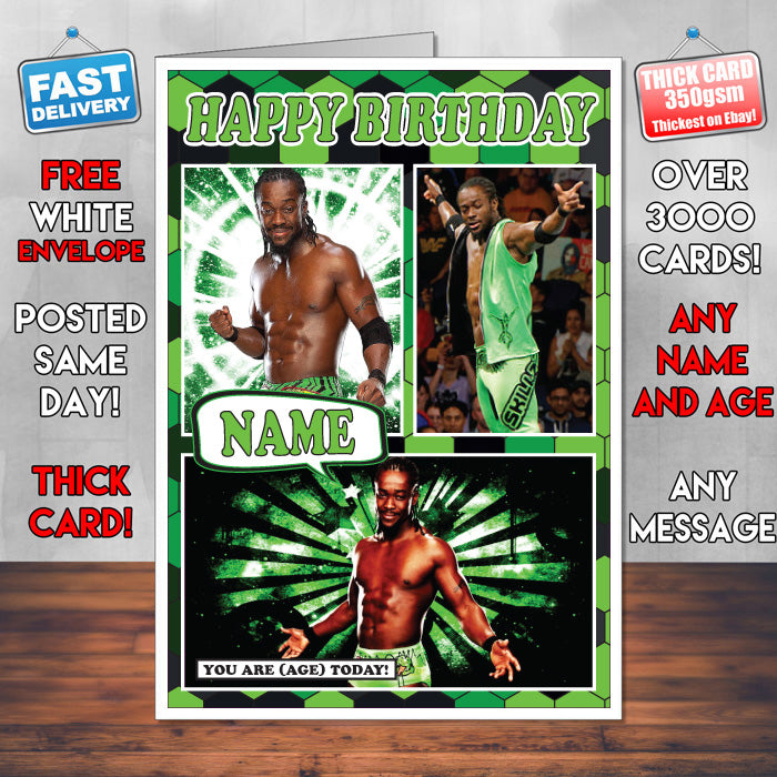 Kofi Kingston KE Inspired Style Personalised Wrestling WWE Birthday Card