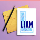 Personalised Name Word Art Poster Print Blue Letter L