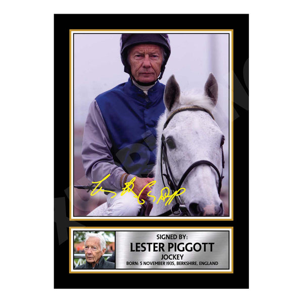 LESTER PIGGOTT 2 Horse Racer Printed Signature Print – Horse Racing