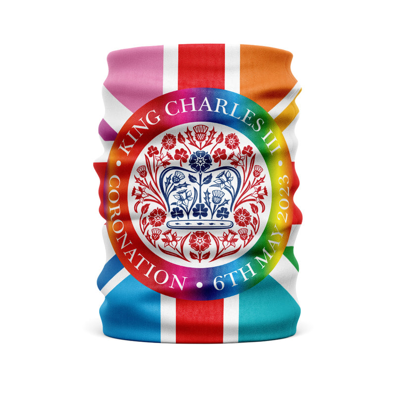 King Charles III coronation Rainbow/LGBT Union Jack snood - king charles face warmers - royal family snood  - coronation snood