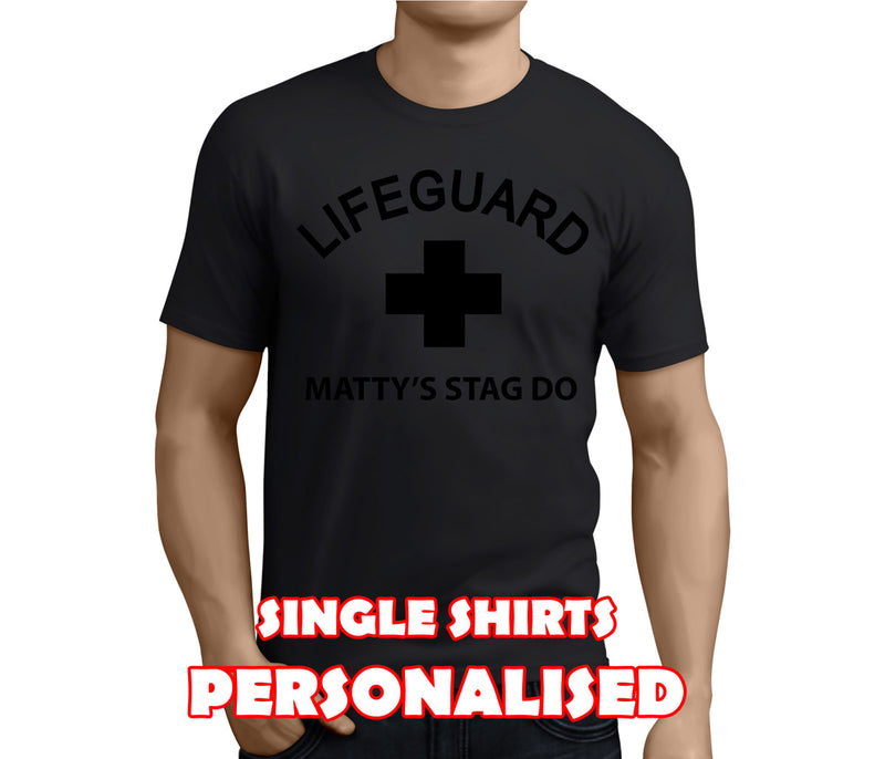 Lifeguard Black Custom Stag T-Shirt - Any Name - Party Tee