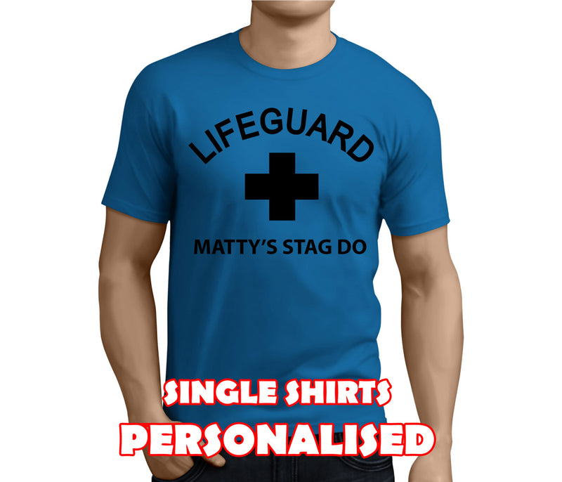 Lifeguard Black Custom Stag T-Shirt - Any Name - Party Tee