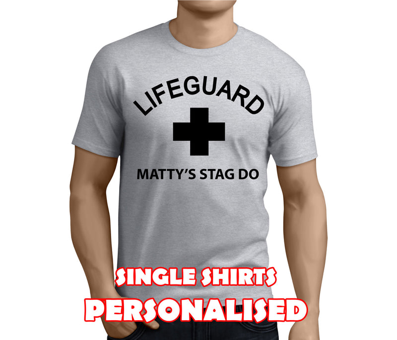 Lifeguard Black Custom Stag T-Shirt - Any Name - Party Tee