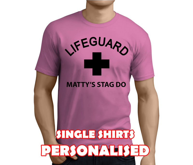 Lifeguard Black Custom Stag T-Shirt - Any Name - Party Tee