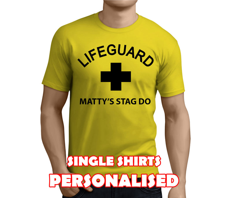Lifeguard Black Custom Stag T-Shirt - Any Name - Party Tee