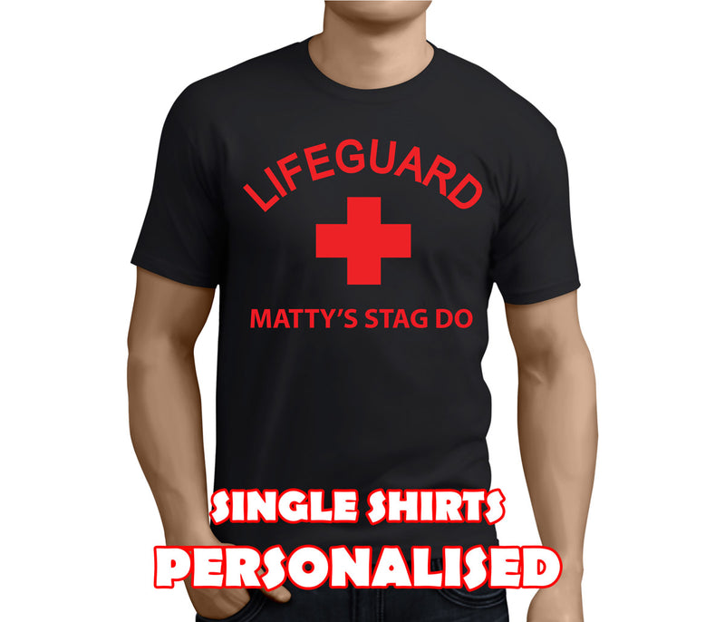 Lifeguard Colour Custom Stag T-Shirt - Any Name - Party Tee