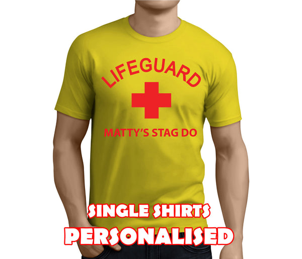 Lifeguard Colour Custom Stag T-Shirt - Any Name - Party Tee