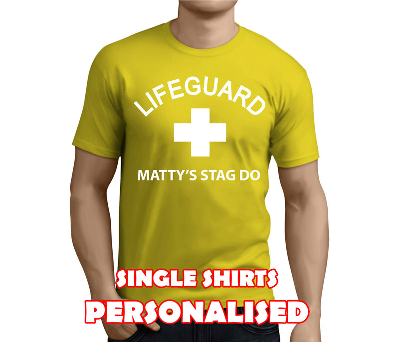 Lifeguard White Custom Stag T-Shirt - Any Name - Party Tee