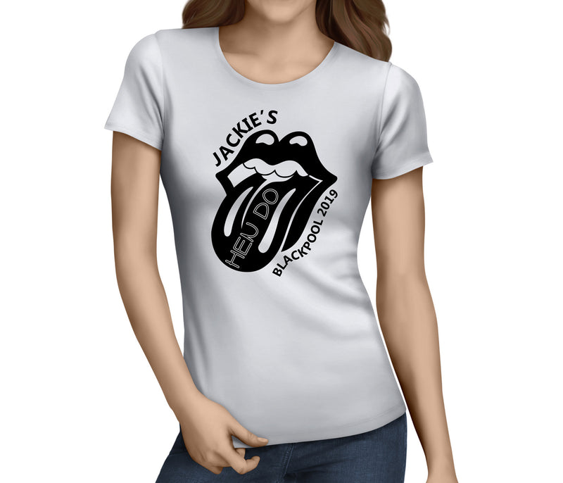 Lips And Tongue Black Custom Hen T-Shirt - Any Name - Party Tee