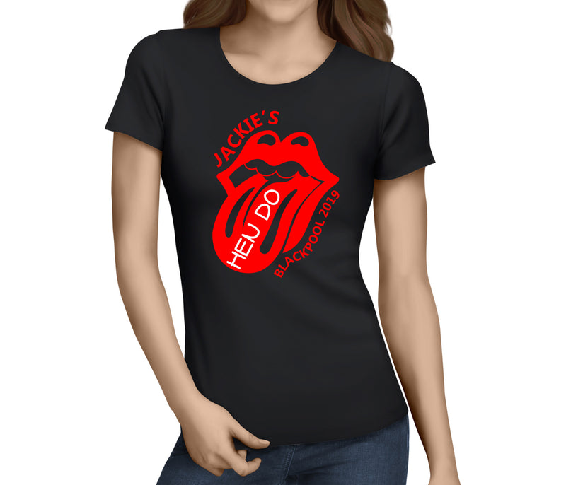 Lips And Tongue Colour Custom Hen T-Shirt - Any Name - Party Tee