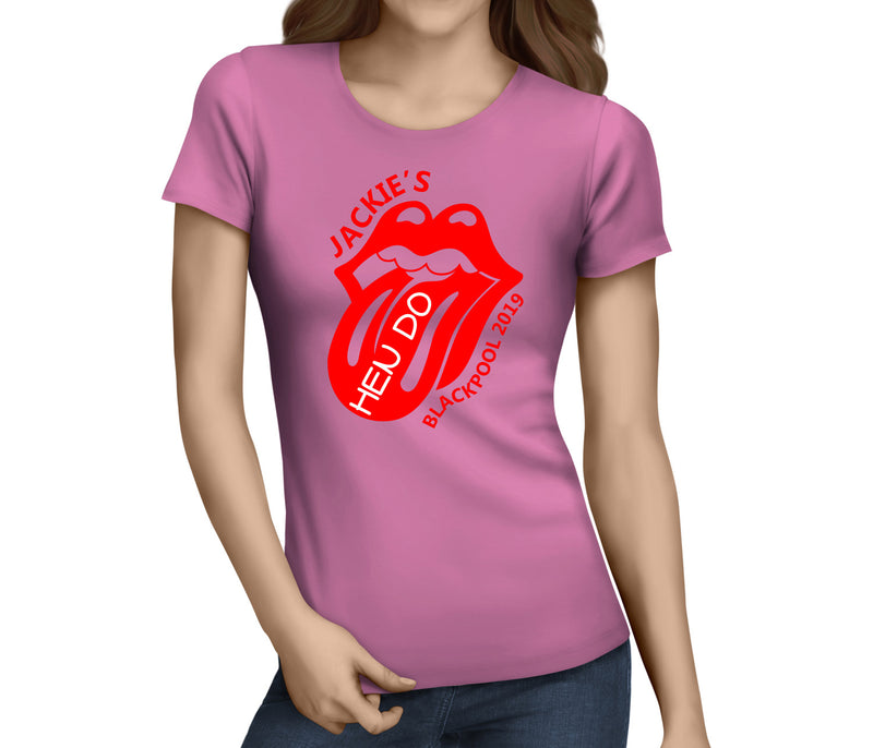 Lips And Tongue Colour Custom Hen T-Shirt - Any Name - Party Tee