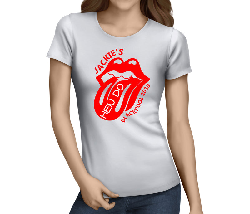 Lips And Tongue Colour Custom Hen T-Shirt - Any Name - Party Tee