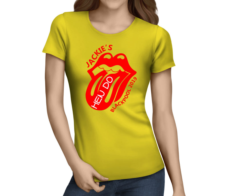 Lips And Tongue Colour Custom Hen T-Shirt - Any Name - Party Tee