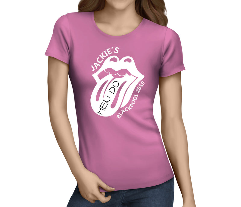 Copy of Lips And Tongue White Custom Hen T-Shirt - Any Name - Party Tee