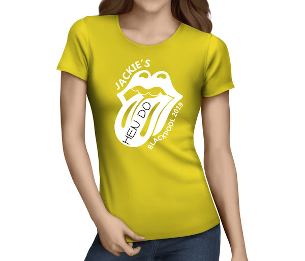 Lips And Tongue White Custom Hen T-Shirt - Any Name - Party Tee