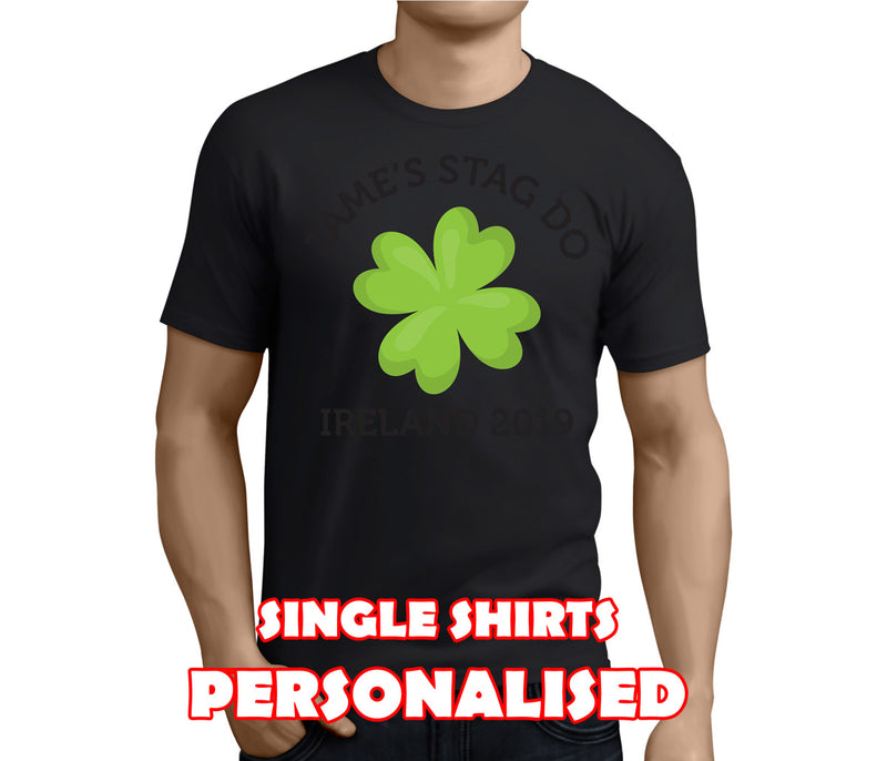 Lucky Clover Black Custom Stag T-Shirt - Any Name - Party Tee