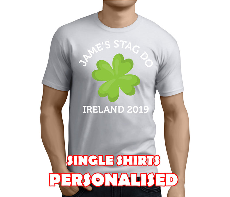 Lucky Clover White Custom Stag T-Shirt - Any Name - Party Tee