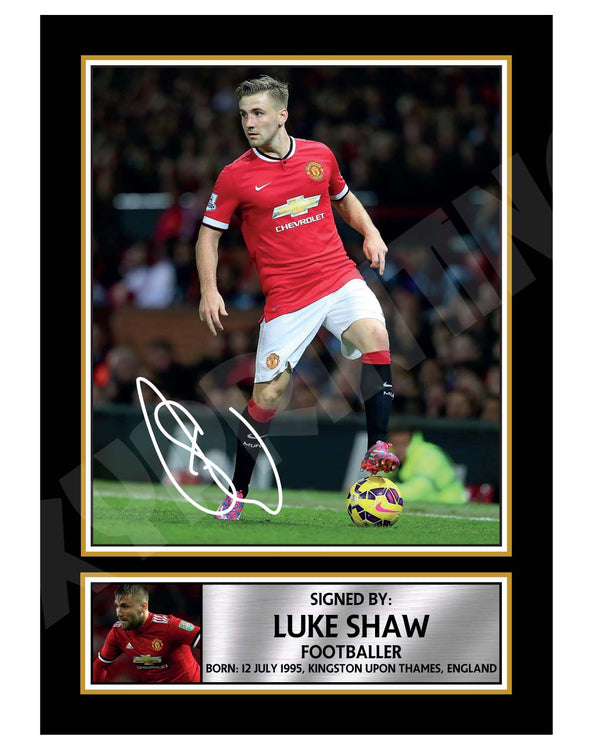 LUKE SHAW 2 Football Player Printed Signature Print