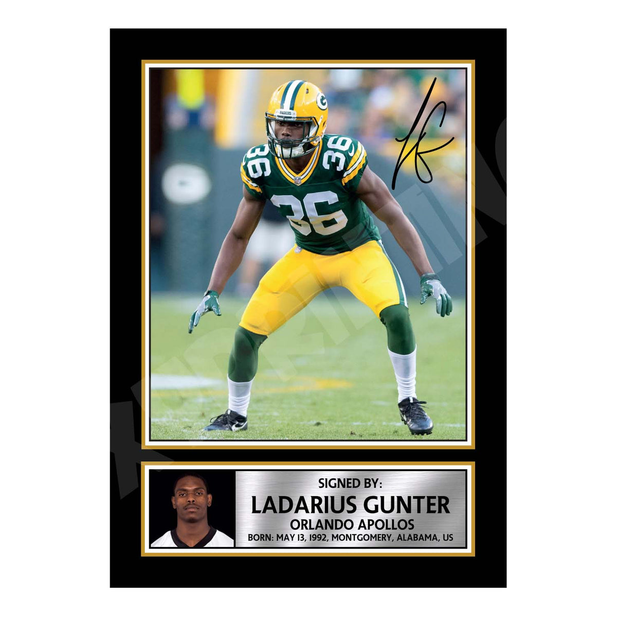 LaDarius Gunter 2 Limited Edition Football Signed Print - American Footballer