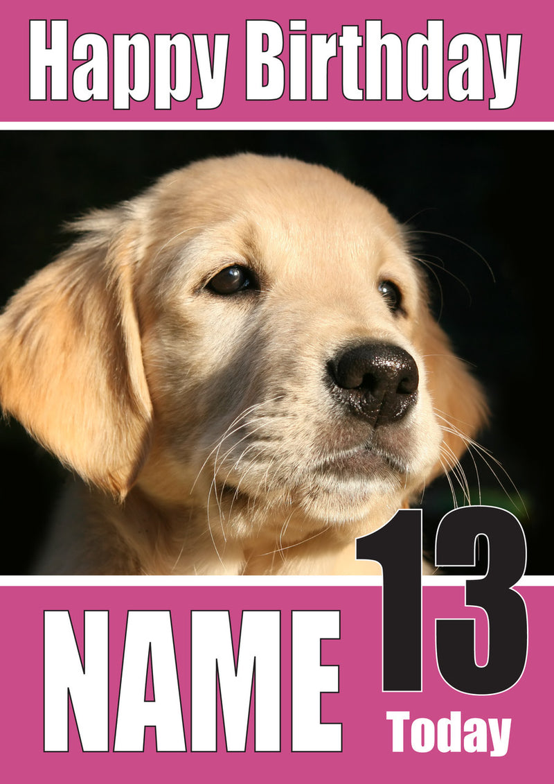 Labradoor Pup2 DOGS AND Funny Puppy Kids Adult Personalised Birthday Card 1