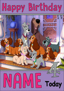 THEME INSPIRED Kids Adult Personalised Birthday Card Lady And The Tramp Birthday Card 2