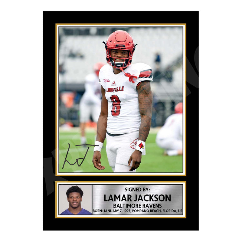 Lamar Jackson 2 Limited Edition Football Signed Print - American Footballer