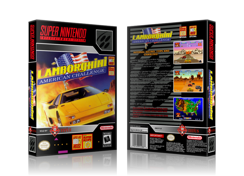 Lamborghini American Challenge Replacement Nintendo SNES Game Case Or Cover