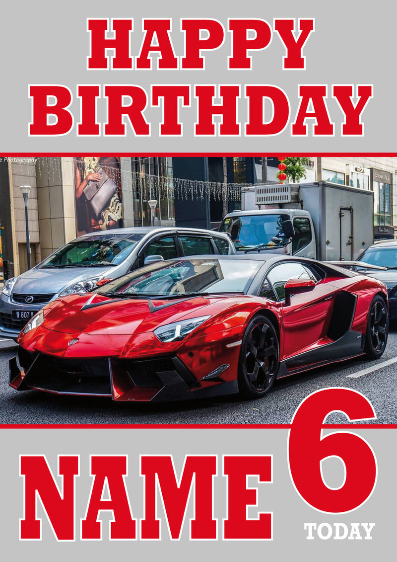 Personalised Lamborghini Reventon THEME INSPIRED Style PERSONALISED Kids Adult FUNNY Birthday Card